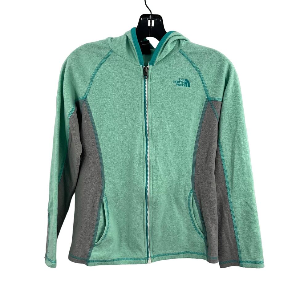 The North Face Girls Aqua Blue‎ Fleece Zip Front Jacket Large